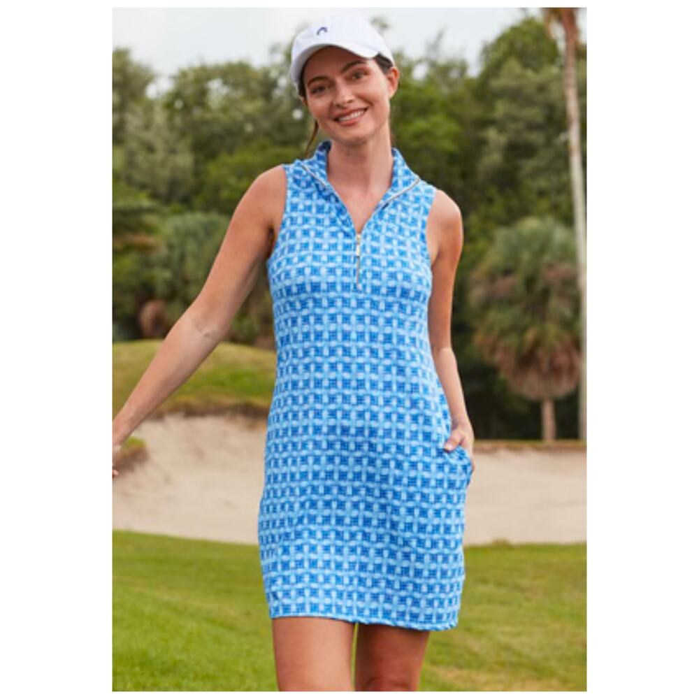 Cabana Life Windermere 1/4 Zip Sleeveless Sport Dress UPF 50+ Golf Athleisure M